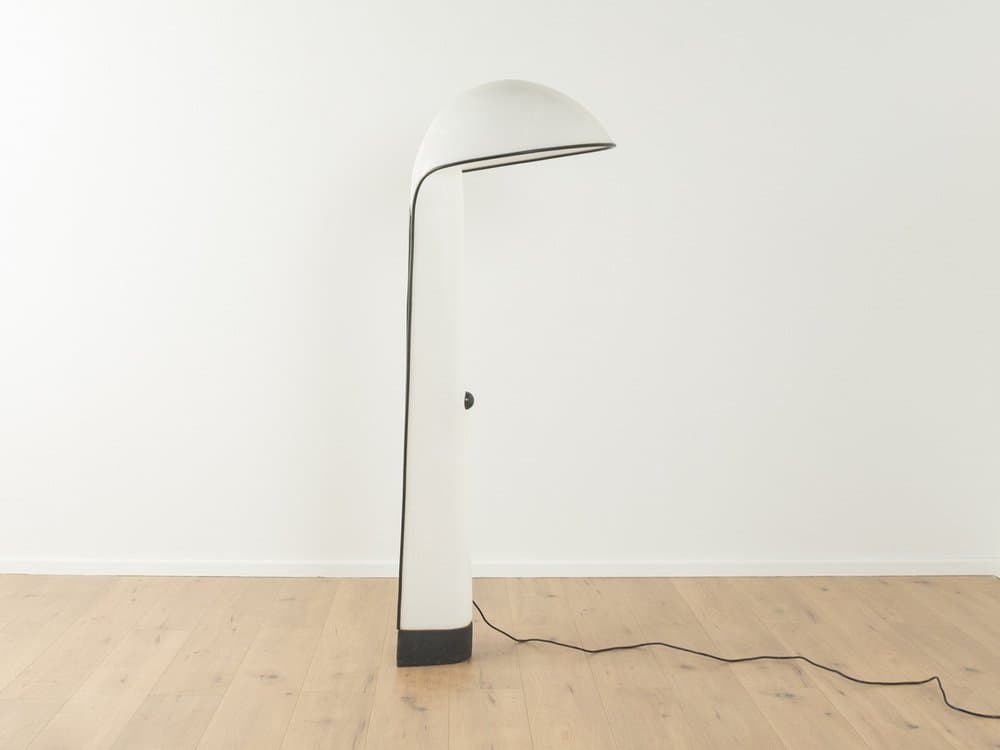 Floor Lamp Alba, white acrylic, black metal, Guzzini, Italy, 1970s. - 279650