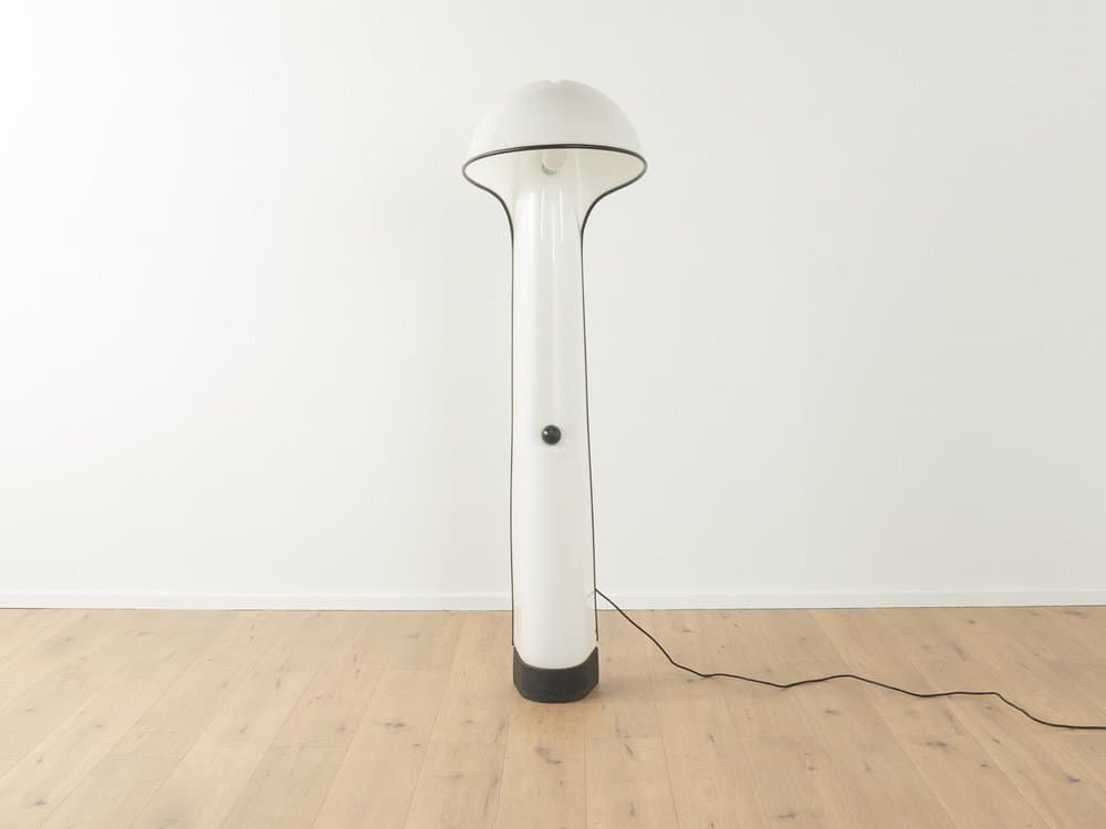 Floor Lamp Alba, white acrylic, black metal, Guzzini, Italy, 1970s. - 279651
