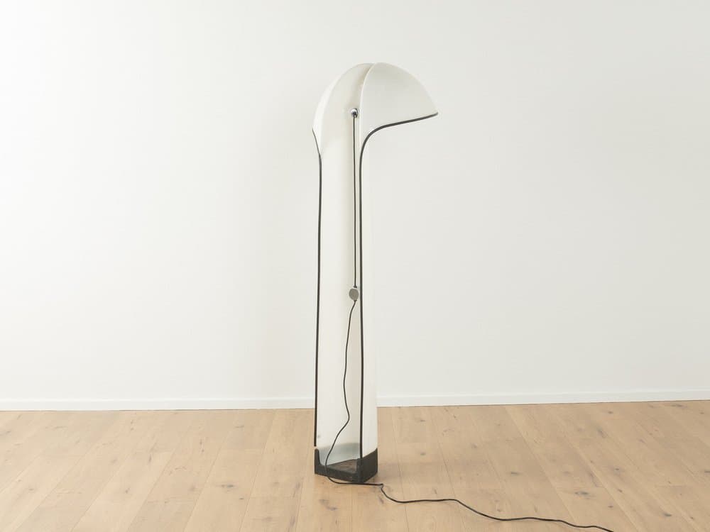 Floor Lamp Alba, white acrylic, black metal, Guzzini, Italy, 1970s. - 279652