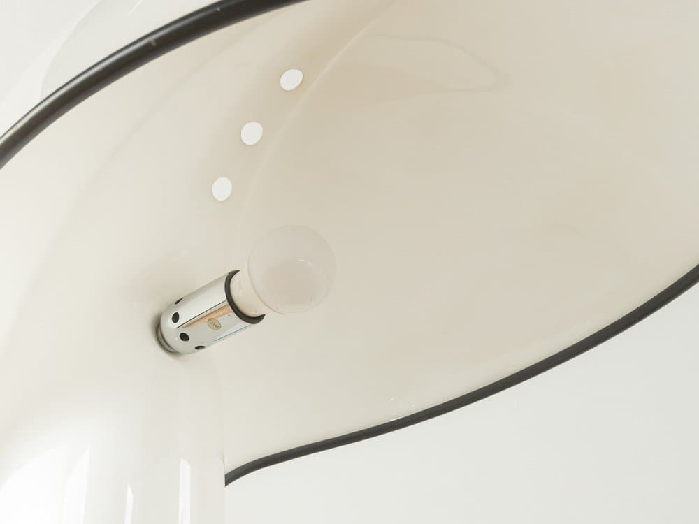 Floor Lamp Alba, white acrylic, black metal, Guzzini, Italy, 1970s. - 279655