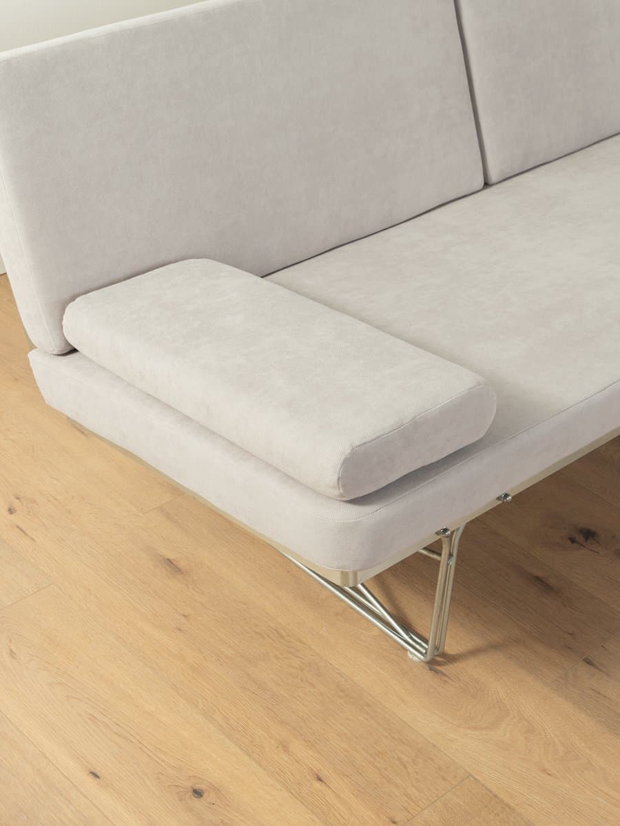 Sofa Moment, tkanina jasnoszara, stal nierdzewna, proj. N. Gammelgaard, Ikea, Szwecja, lata 80. - 279621