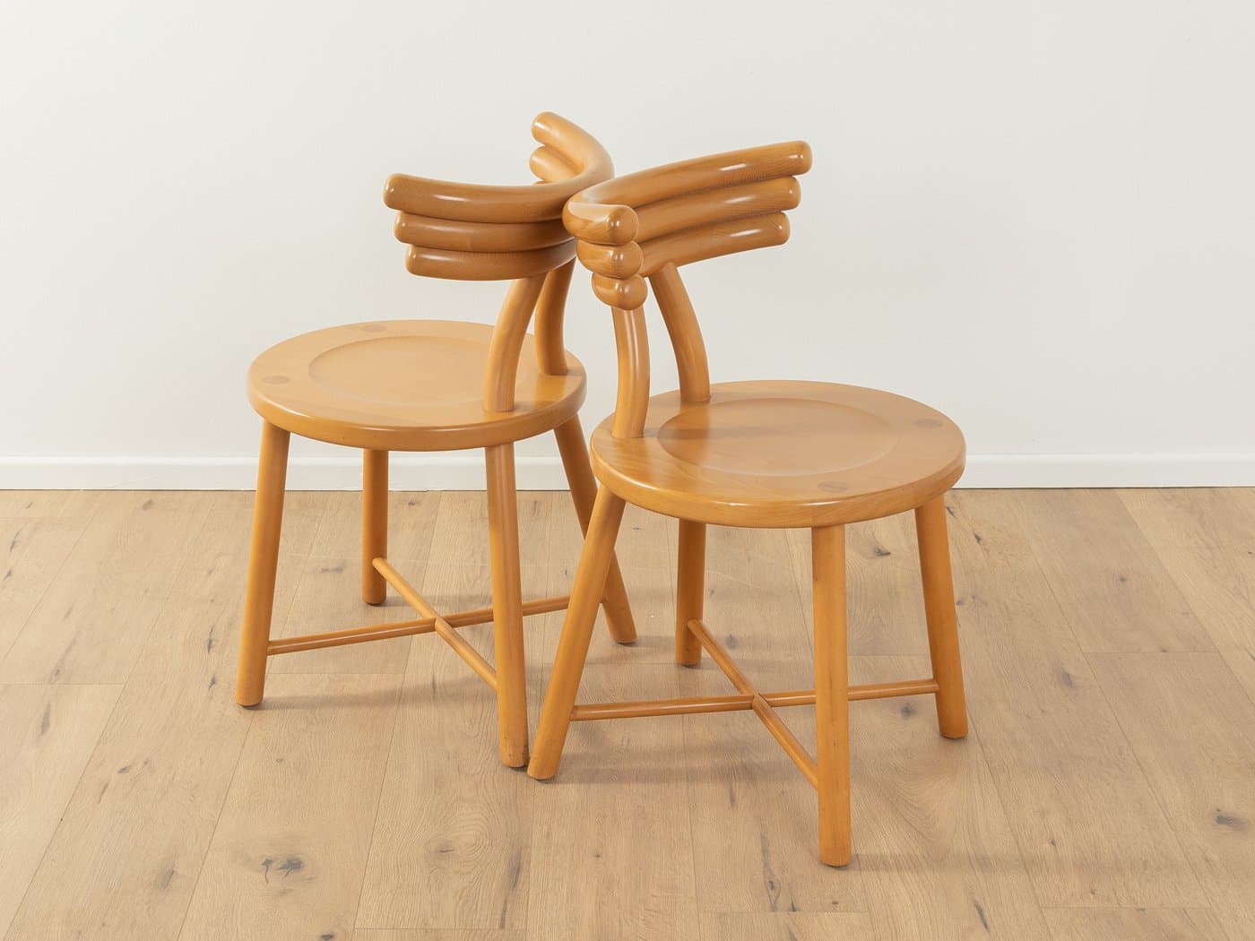 Pair of postmodern chairs, brown beech, Germany, 1980s - 279596