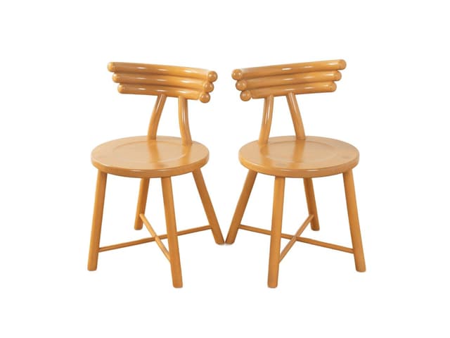 Pair of postmodern chairs, brown beech, Germany, 1980s - DIMENSION