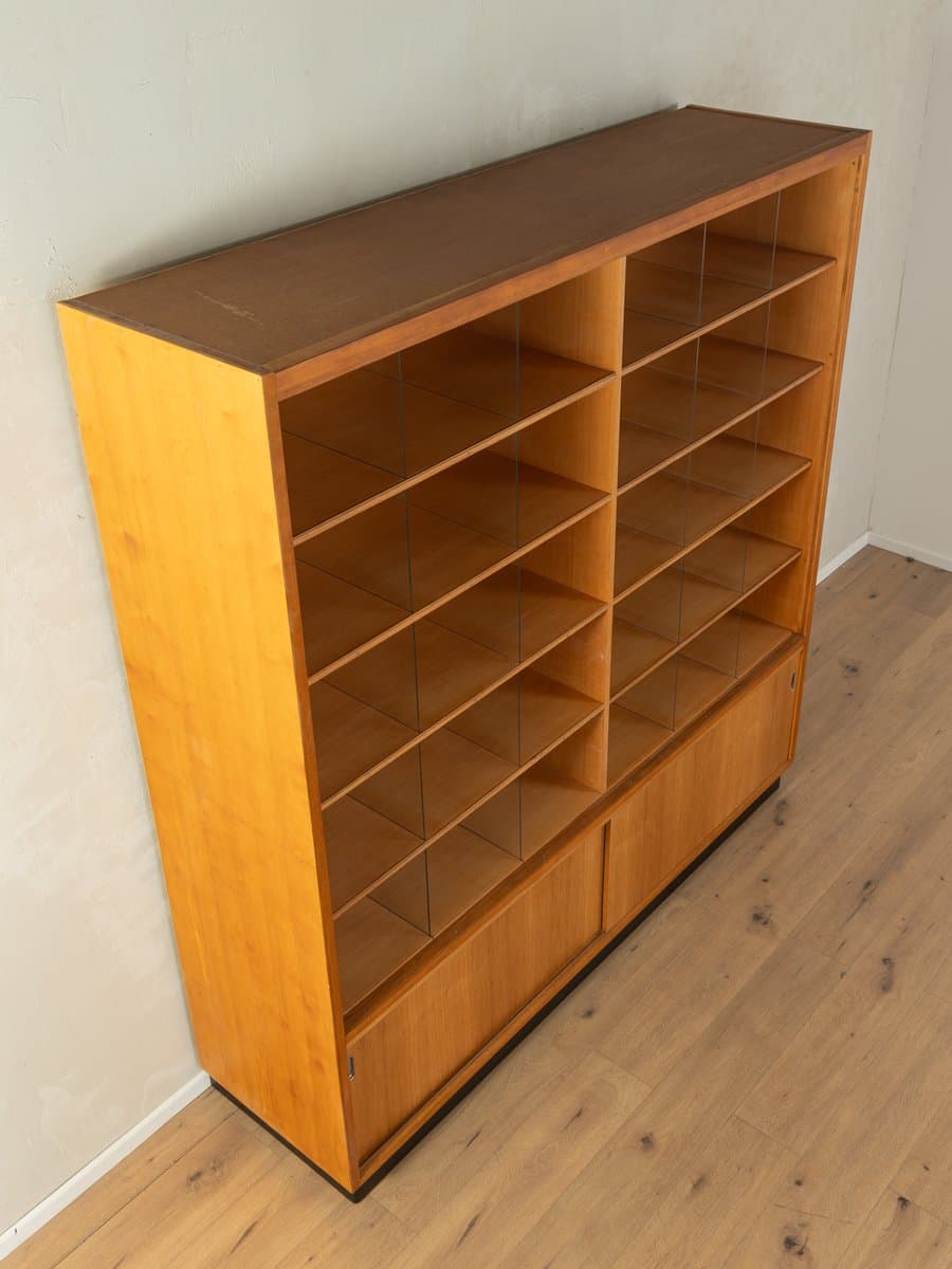 Witryna ekspozycyjna, brązowy, dąb, szkło, Niemcy, lata 50. - 279587