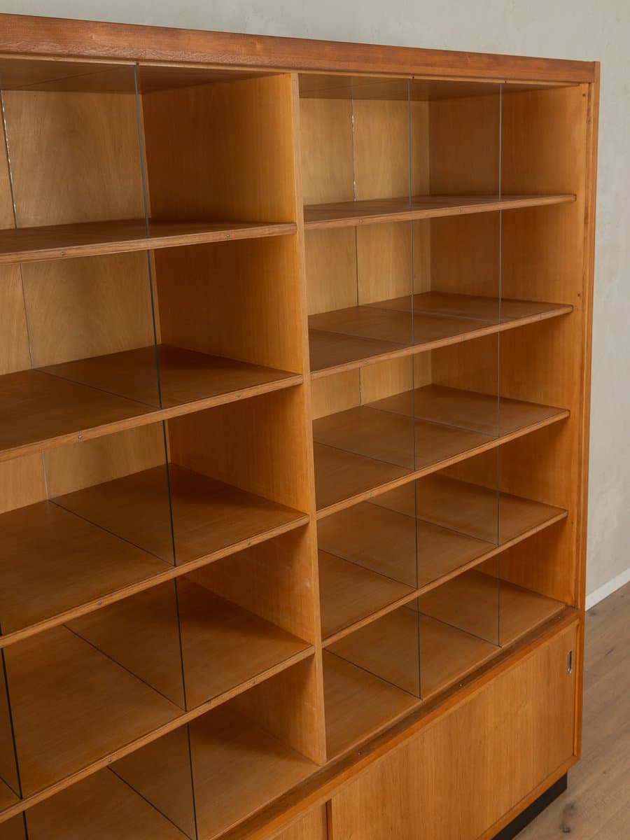 Witryna ekspozycyjna, brązowy, dąb, szkło, Niemcy, lata 50. - 279588