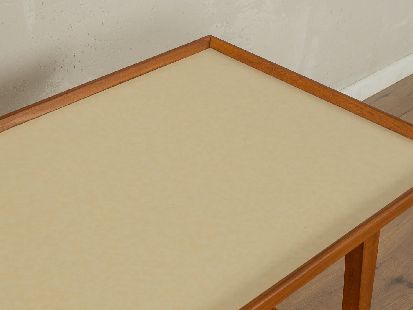 Side table, beige, brown teak, by S. Hansen, Denmark, 1960s. - 279553