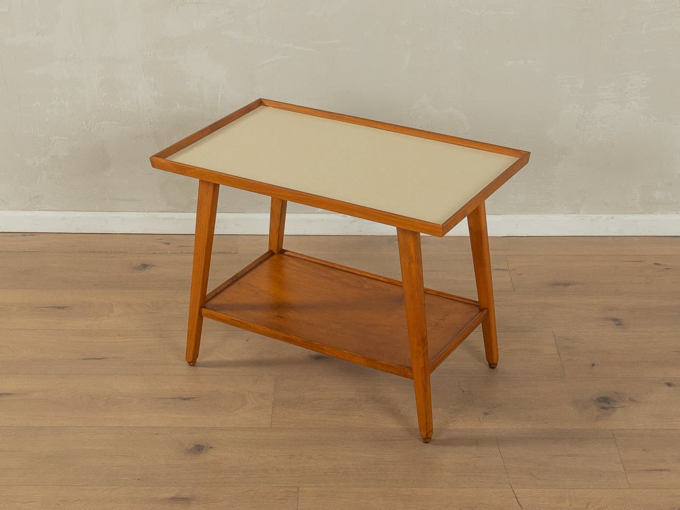 Side table, beige, brown teak, by S. Hansen, Denmark, 1960s. - 279558