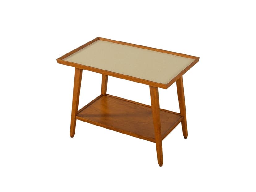 Side table, beige, brown teak, by S. Hansen, Denmark, 1960s.