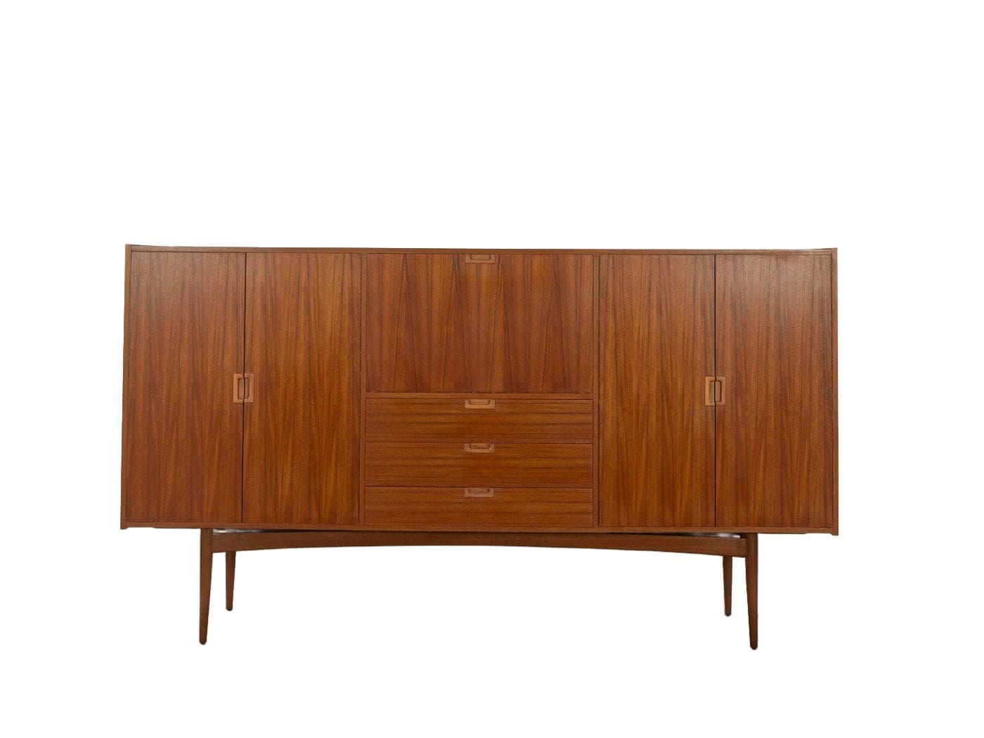 Kredens wysoki z biurkiem, teak brązowy, orzech brązowy, Niemcy, lata 60.