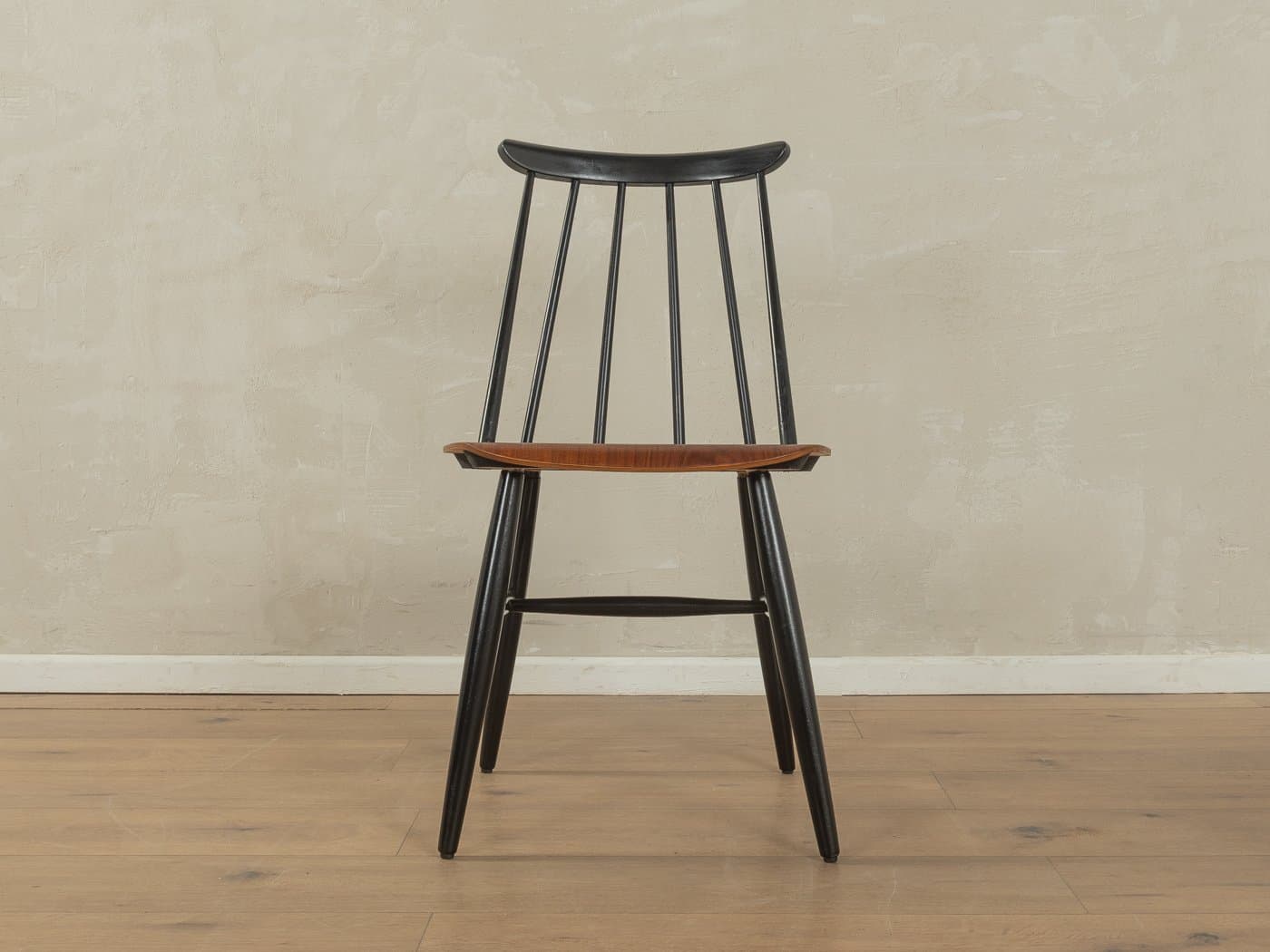 Zestaw czterech krzeseł Rung, jesion czarny, teak brązowy, proj. I. Tapiovaara, Asko, Finlandia, lata 60. - 279487