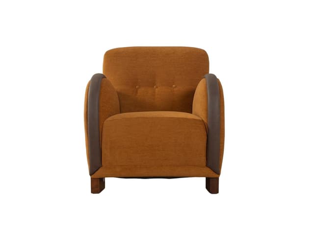 Fotel lounge Art Deco, wełna brązowa, skóra ekologiczna ciemnobrązowa, drewno brązowe, Niemcy, lata 30. - WYMIARY