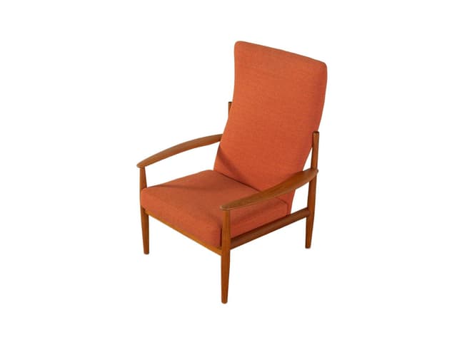 Fotel, teak brązowy, tkanina terakota, proj. G. Jalk, France & Søn, Dania, lata 60. - WYMIARY