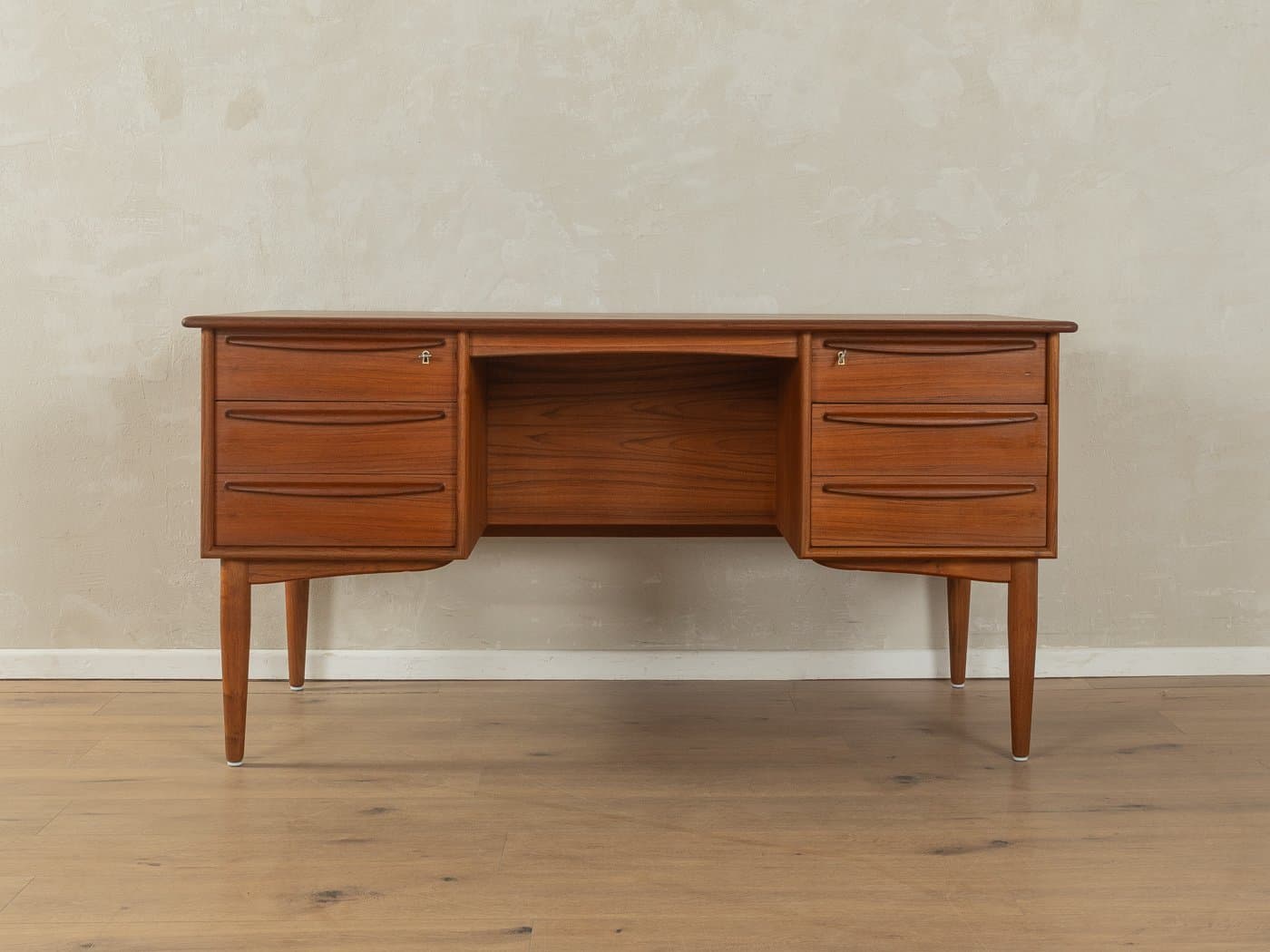 Freestanding desk, brown teak, by S. A. Madsen, Denmark, 1960s. - 279402