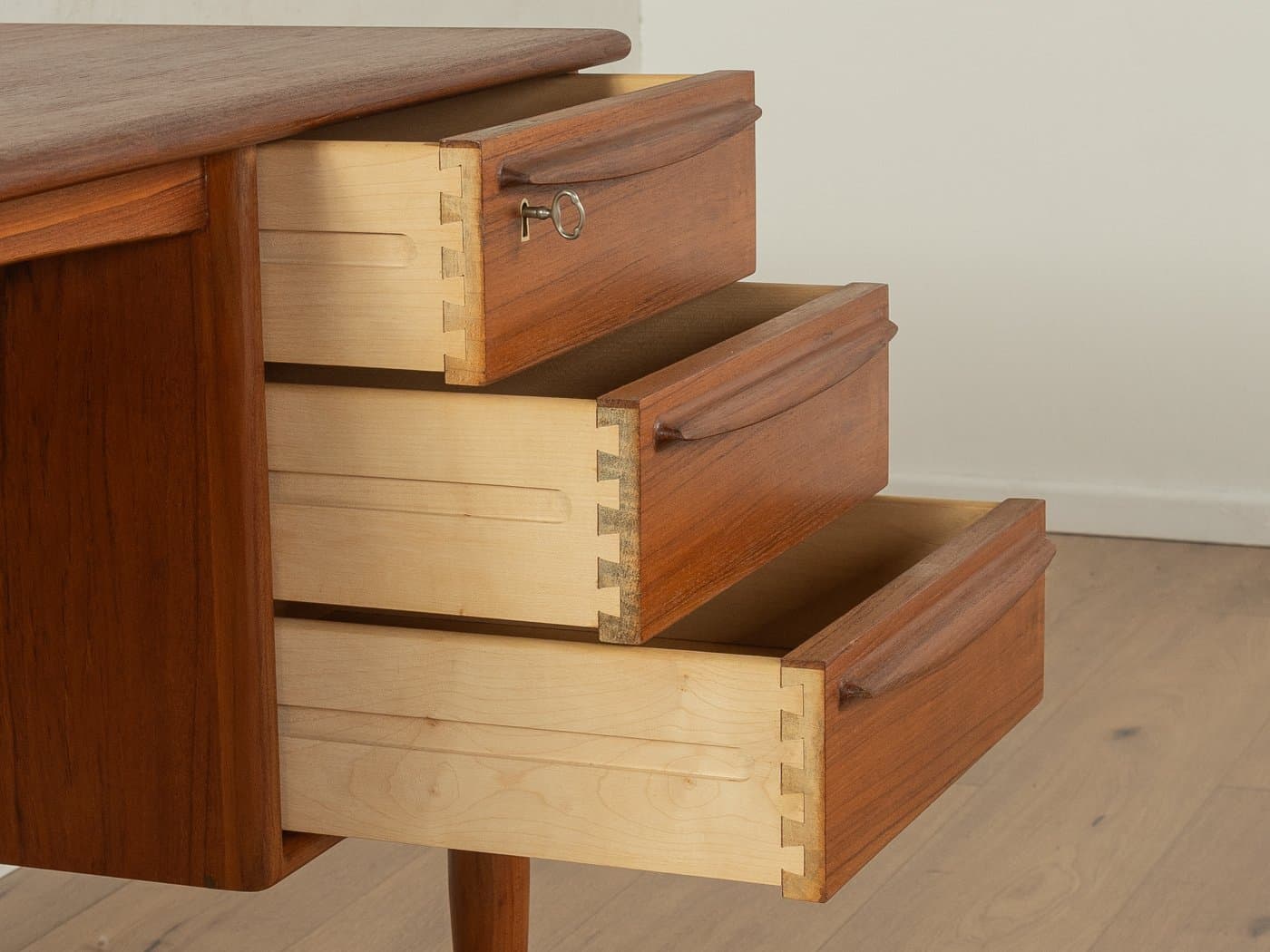 Freestanding desk, brown teak, by S. A. Madsen, Denmark, 1960s. - 279400