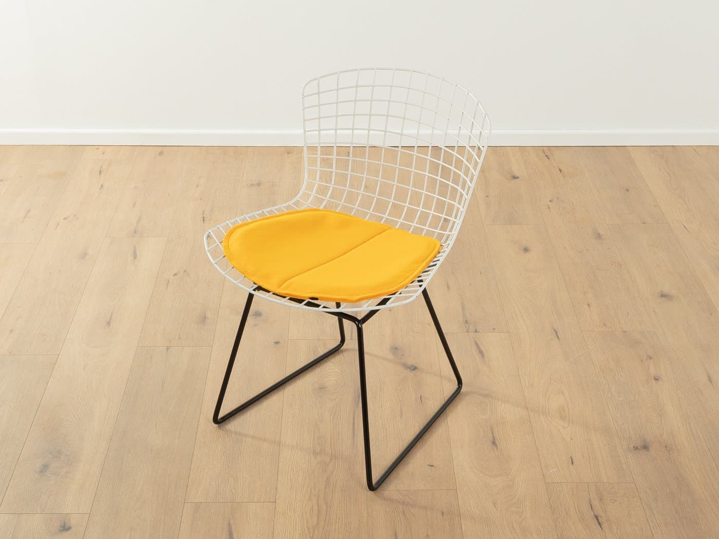 Krzesło 420, biały, żółty, czarny, proj. H. Bertoia, USA, lata 50. - 279379