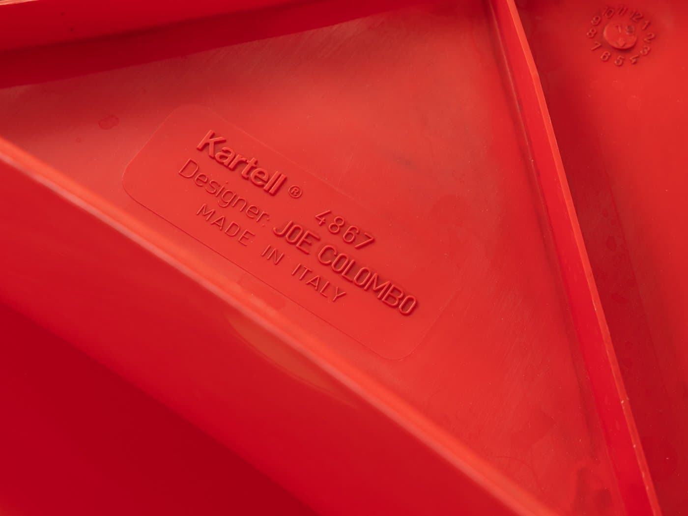 Zestaw pięciu krzeseł Model 4867, czerwony, proj. J. Colombo, Kartell, Włochy, lata 70. - 279371