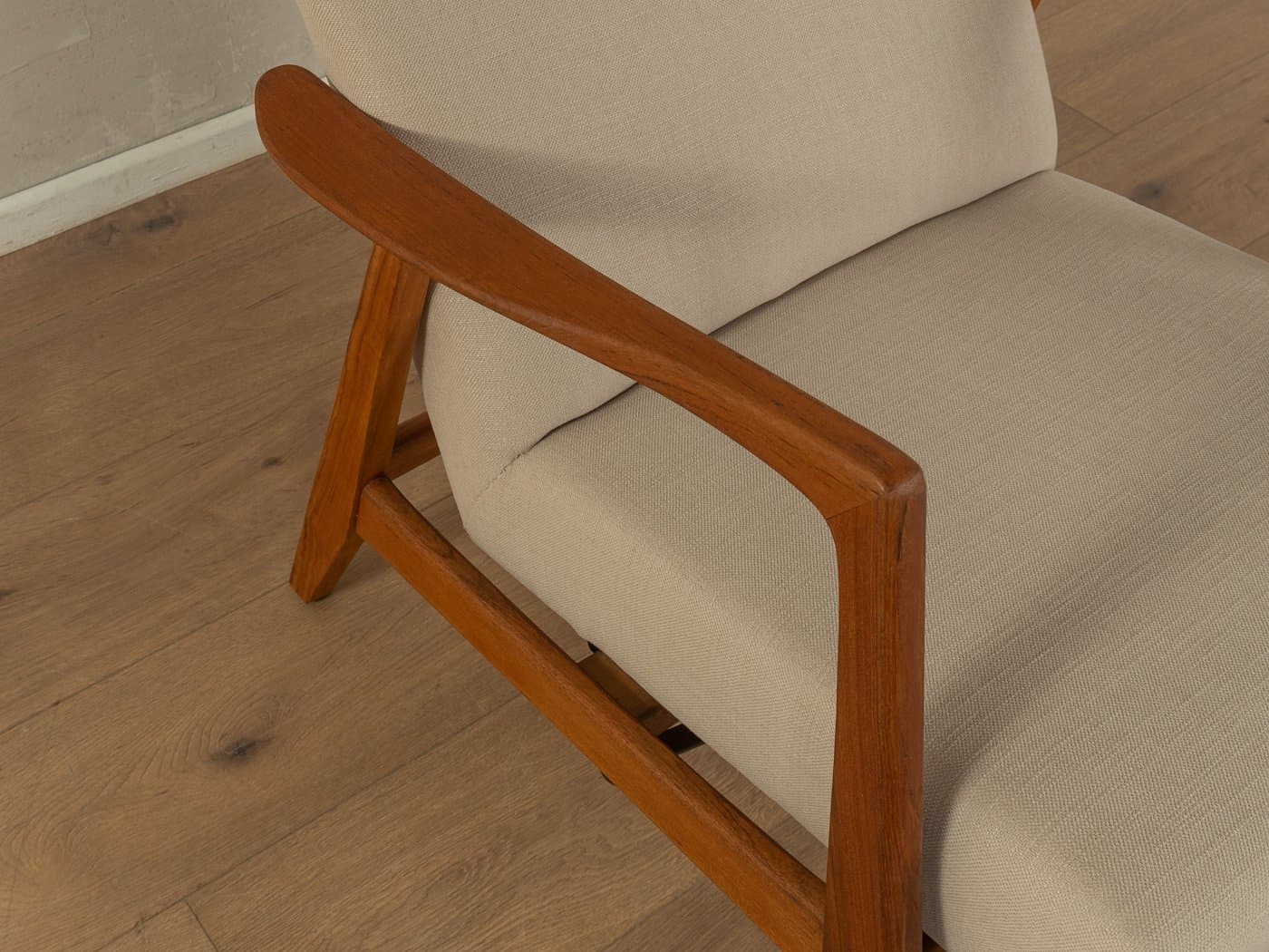 Zestaw fotel i podnóżek Rock Siesta, beżowy, teak, Norwegia, lata 50. - 279350