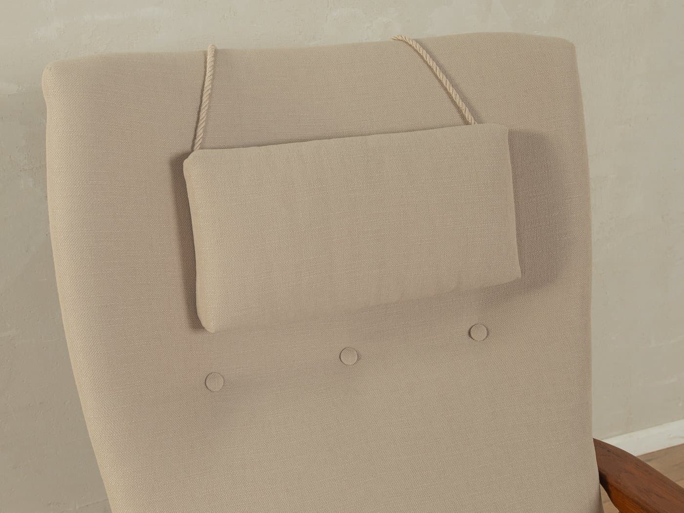 Zestaw fotel i podnóżek Rock Siesta, beżowy, teak, Norwegia, lata 50. - 279351