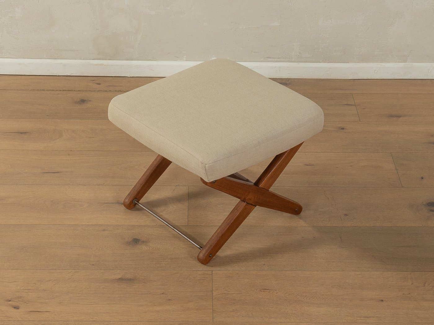 Zestaw fotel i podnóżek Rock Siesta, beżowy, teak, Norwegia, lata 50. - 279353