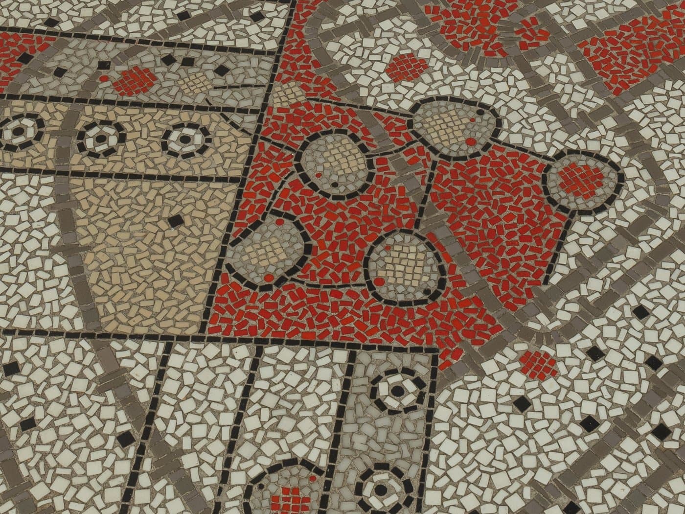 Stolik kawowy mozaika, buk brązowy, mosiądz złoty, Niemcy, lata 60. - 279342