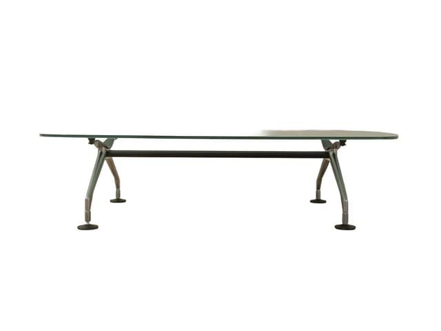 Stolik kawowy, aluminium srebrny, szkło matowe, proj. A. Citterio, Vitra, Niemcy - WYMIARY