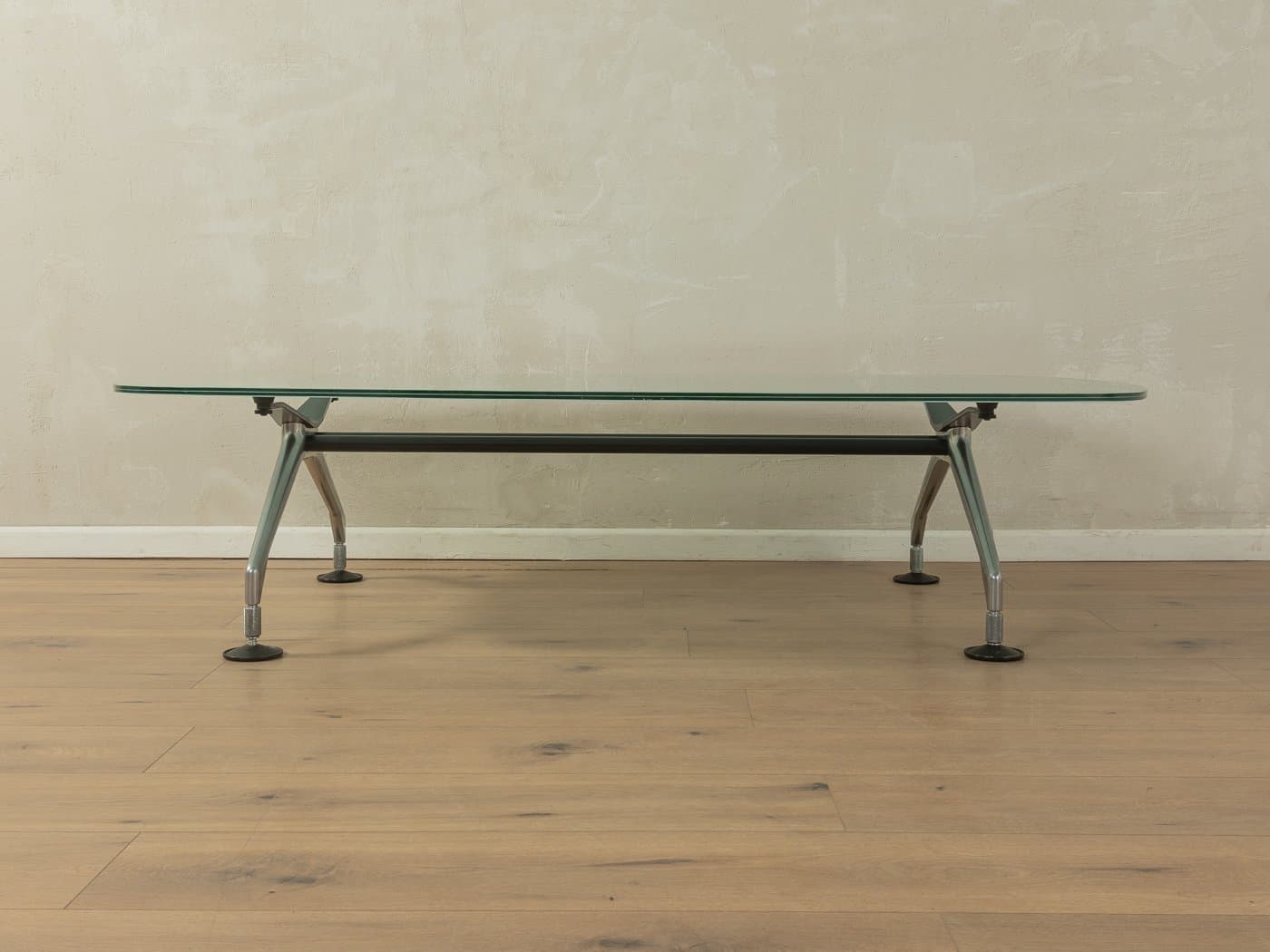 Stolik kawowy, aluminium srebrny, szkło matowe, proj. A. Citterio, Vitra, Niemcy - 279335