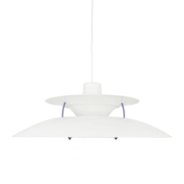 Biała aluminiowa lampa wisząca PH 5, proj. P. Henningsen dla Louis Poulsen, Dania, lata 80. - WYMIARY