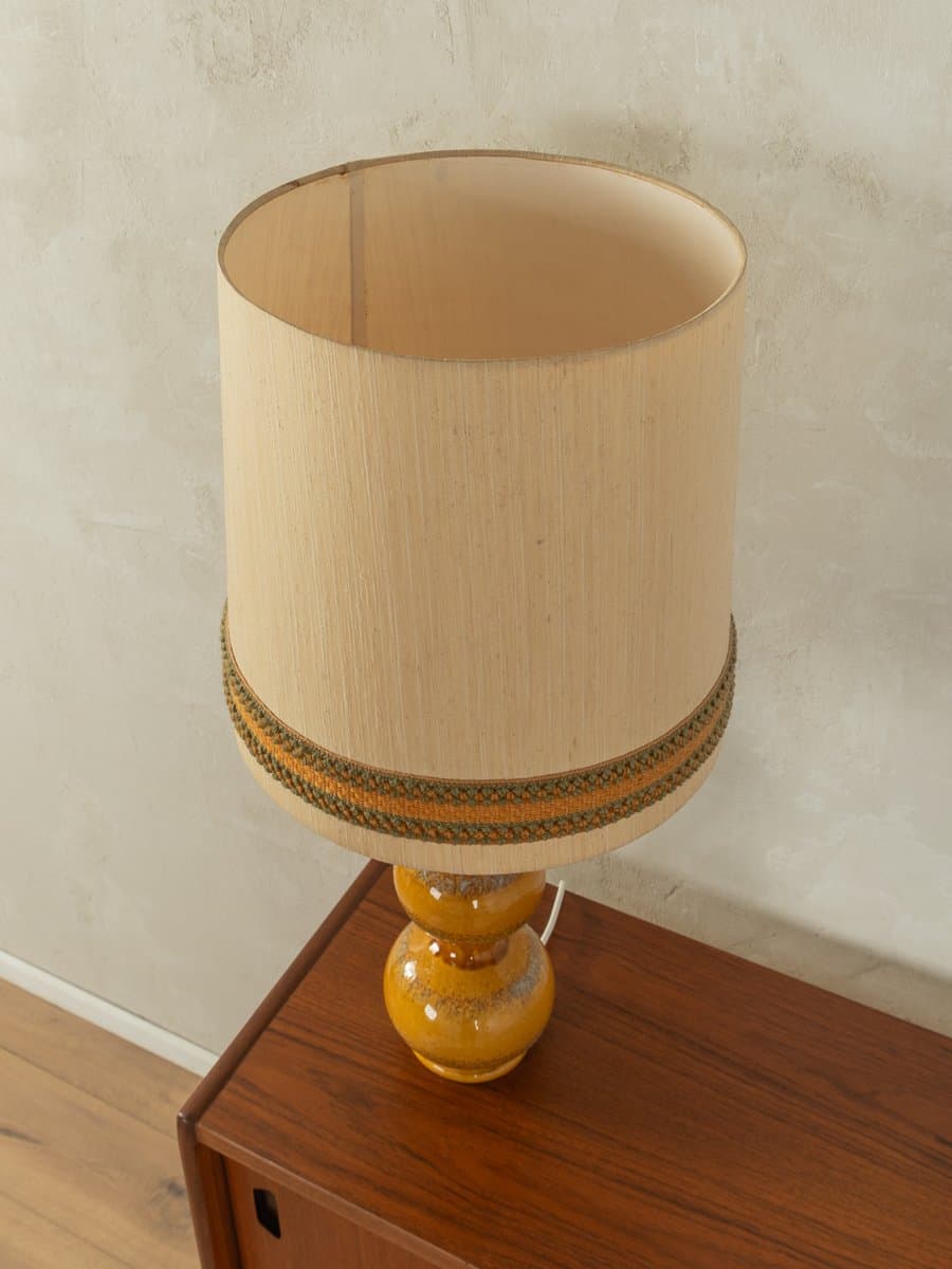 Table Lamp Bubble, brown ceramic, cream silk, Kaiser Leuchten, Germany, 1960s. - 279269