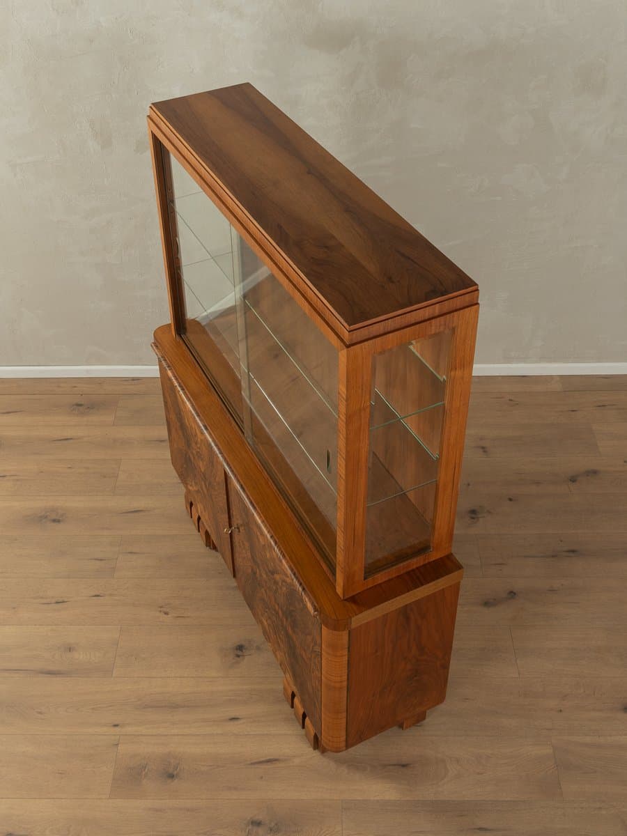 Witryna Art Deco, szkło, orzech brązowy, Niemcy, lata 20. - 279249