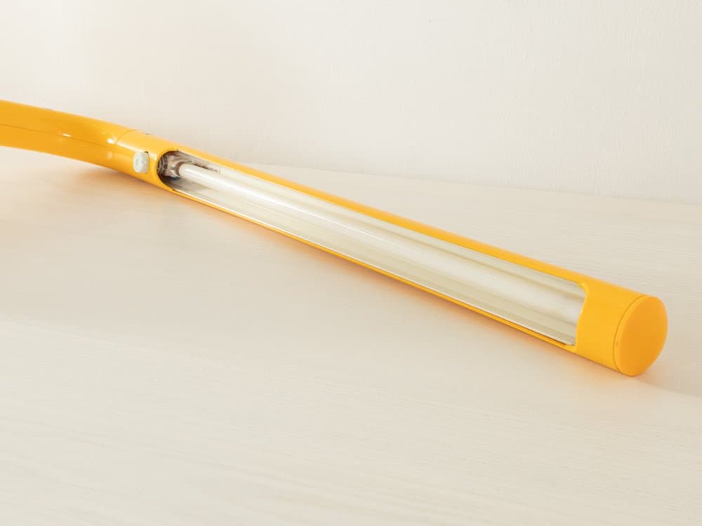 Desk Lamp Tube, yellow, metal, plastic, Ateljé Lyktan, Sweden, 1970s. - 279201