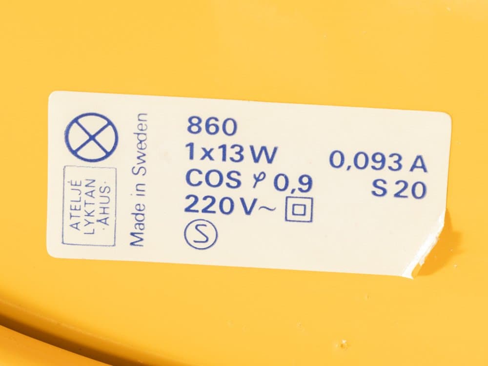 Desk Lamp Tube, yellow, metal, plastic, Ateljé Lyktan, Sweden, 1970s. - 279203