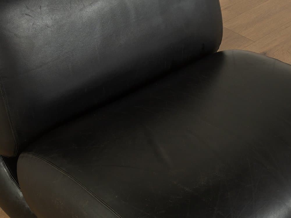 Fotel lounge Space Age, skóra czarna, stal nierdzewna, Niemcy, lata 70. - 279169