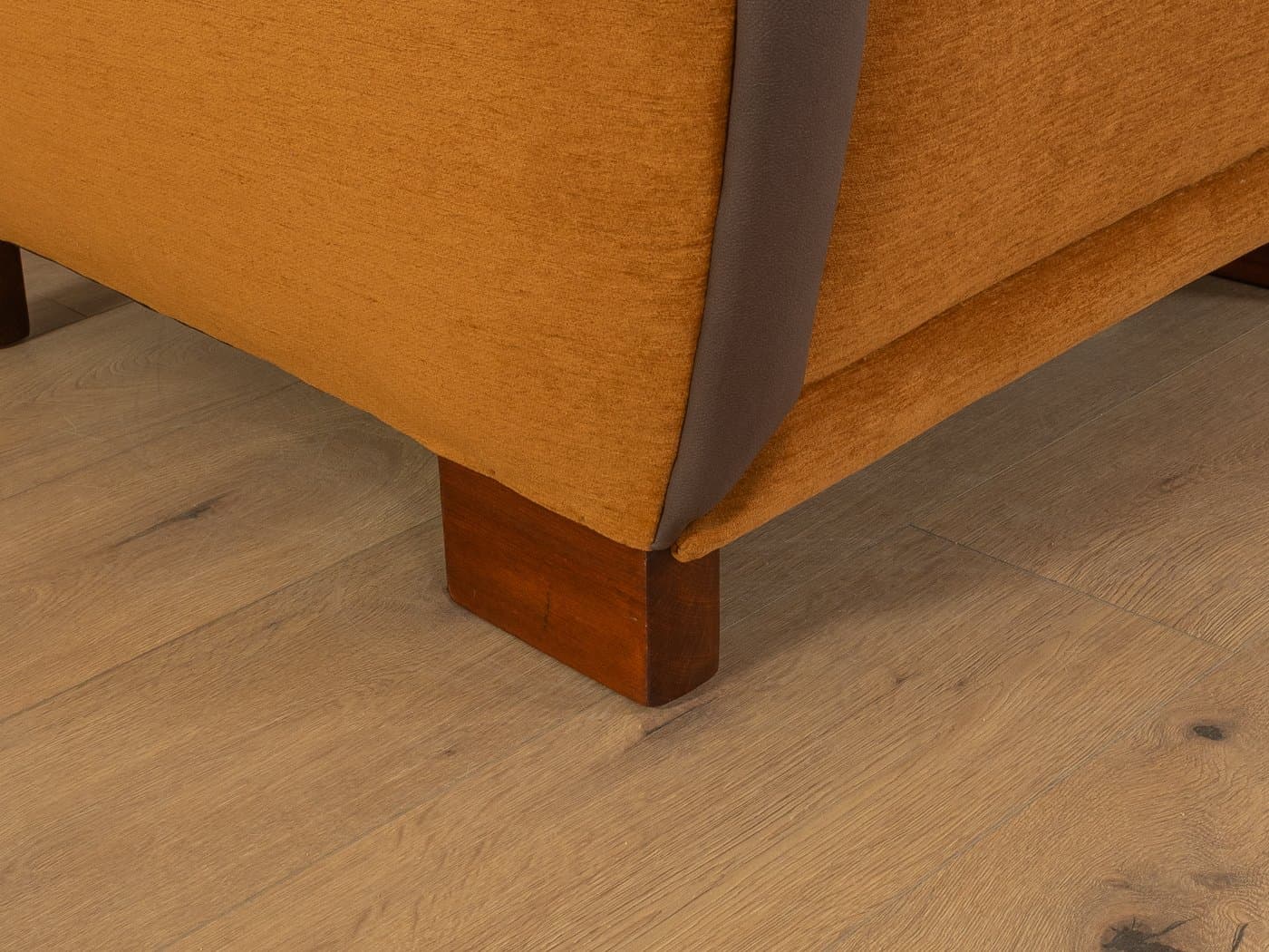 Fotel lounge Art Deco, brązowy, velvet, skaj, drewno, Niemcy, lata 30. - 279150