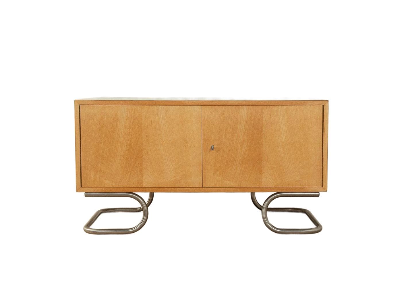 Sideboard, czereśnia, stal nierdzewna, Formica kremowa, WK Möbel, Niemcy, lata 60.