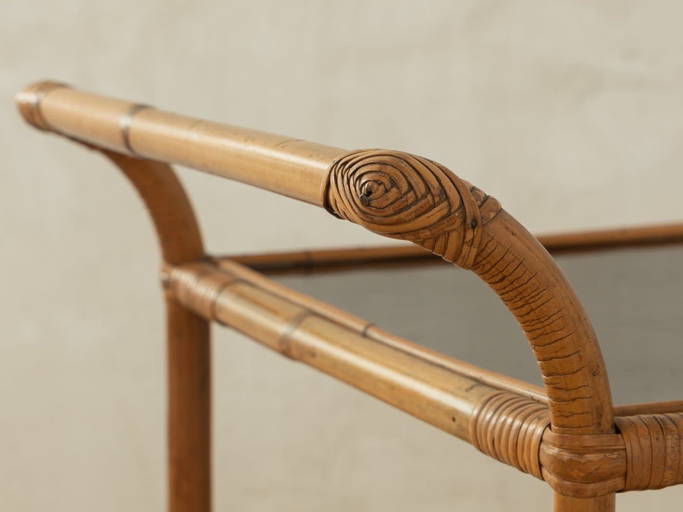 Barek na kółkach, bambus brązowy, formika czarna, Niemcy, lata 50. - 279052