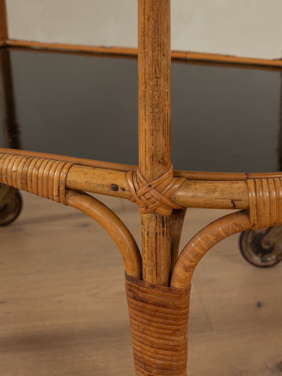 Barek na kółkach, bambus brązowy, formika czarna, Niemcy, lata 50. - 279053