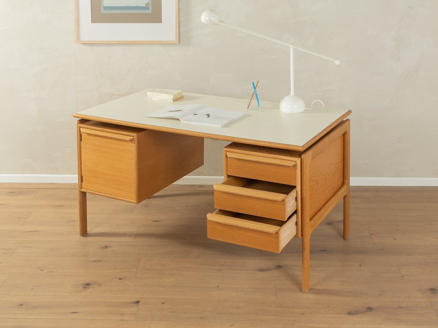 Desk, beige oak, by A. Vodder, Denmark, 1960s - 279038