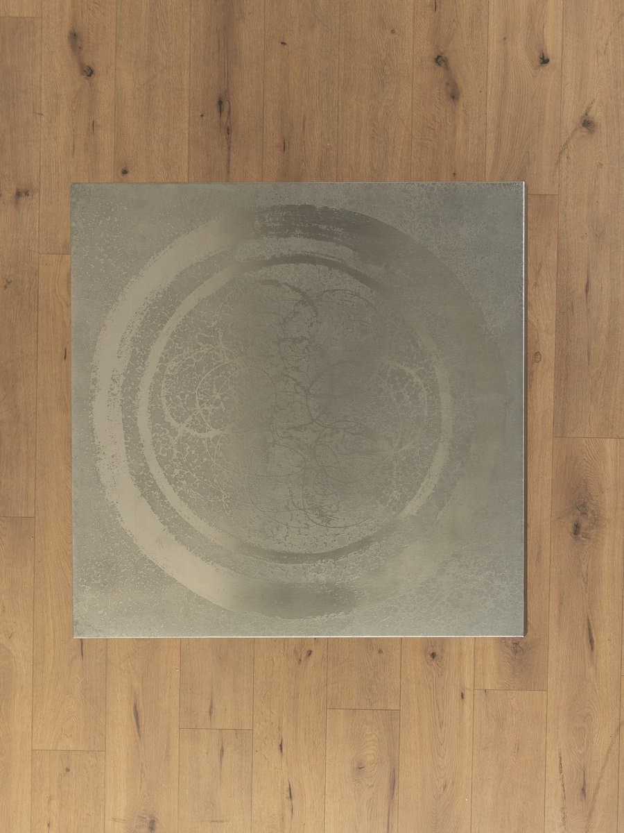 Coffee table, grey stainless steel, brown walnut, by H. Lilienthal, Germany, 1970s. - 279033