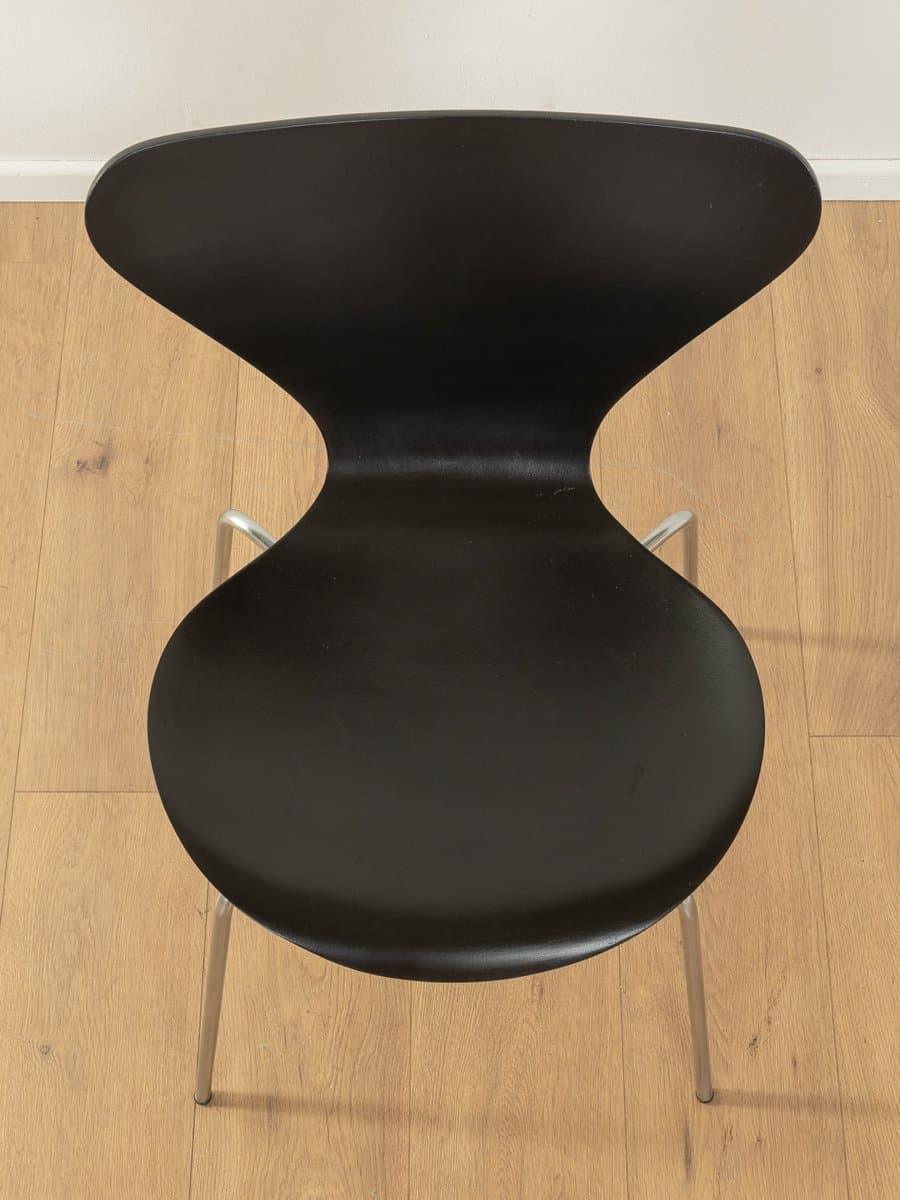 Para krzeseł Model 3107, czarny, sklejka, stal nierdzewna, proj. A. Jacobsen, Fritz Hansen, Dania, lata 50. - 279027