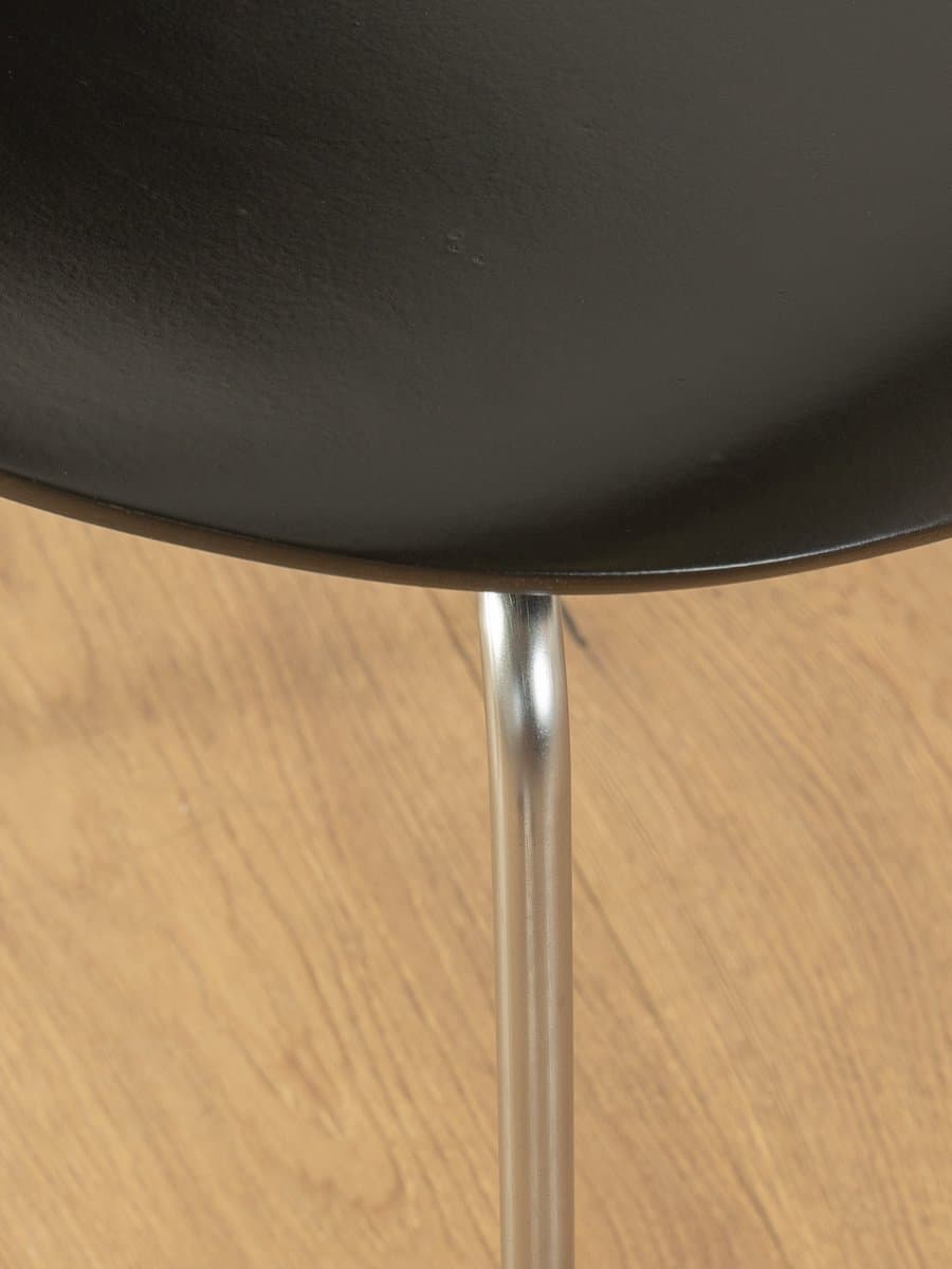 Para krzeseł Model 3107, czarny, sklejka, stal nierdzewna, proj. A. Jacobsen, Fritz Hansen, Dania, lata 50. - 279028