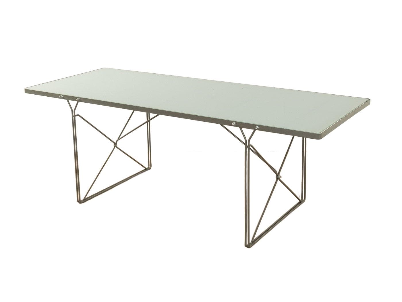 Stół jadalniany Moment, szkło mrożone szare, metal szary, proj. N. Gammelgaard, Ikea, Szwecja, lata 80.