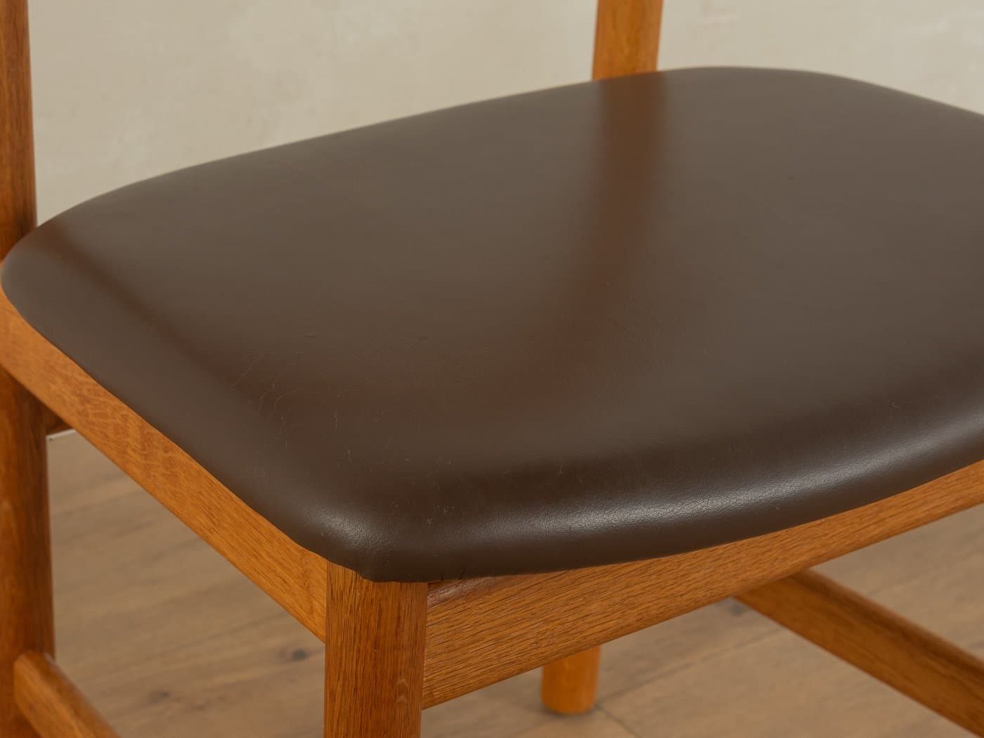 Zestaw pięciu krzeseł 3236, skóra ciemnobrązowa, dąb, proj. B. Mogensen, Fredericia, Dania, lata 50. - 279008
