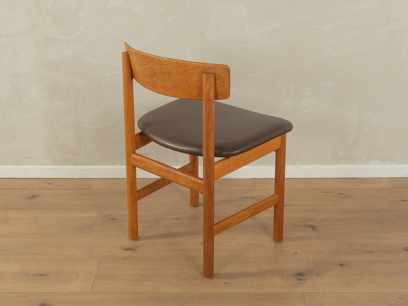 Zestaw pięciu krzeseł 3236, skóra ciemnobrązowa, dąb, proj. B. Mogensen, Fredericia, Dania, lata 50. - 279004