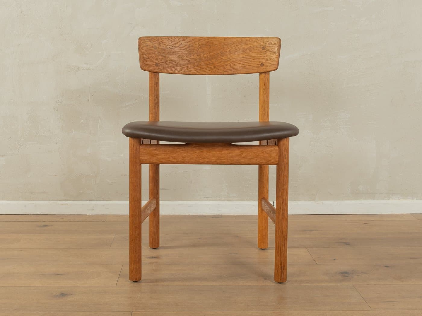 Zestaw pięciu krzeseł 3236, skóra ciemnobrązowa, dąb, proj. B. Mogensen, Fredericia, Dania, lata 50. - 279005