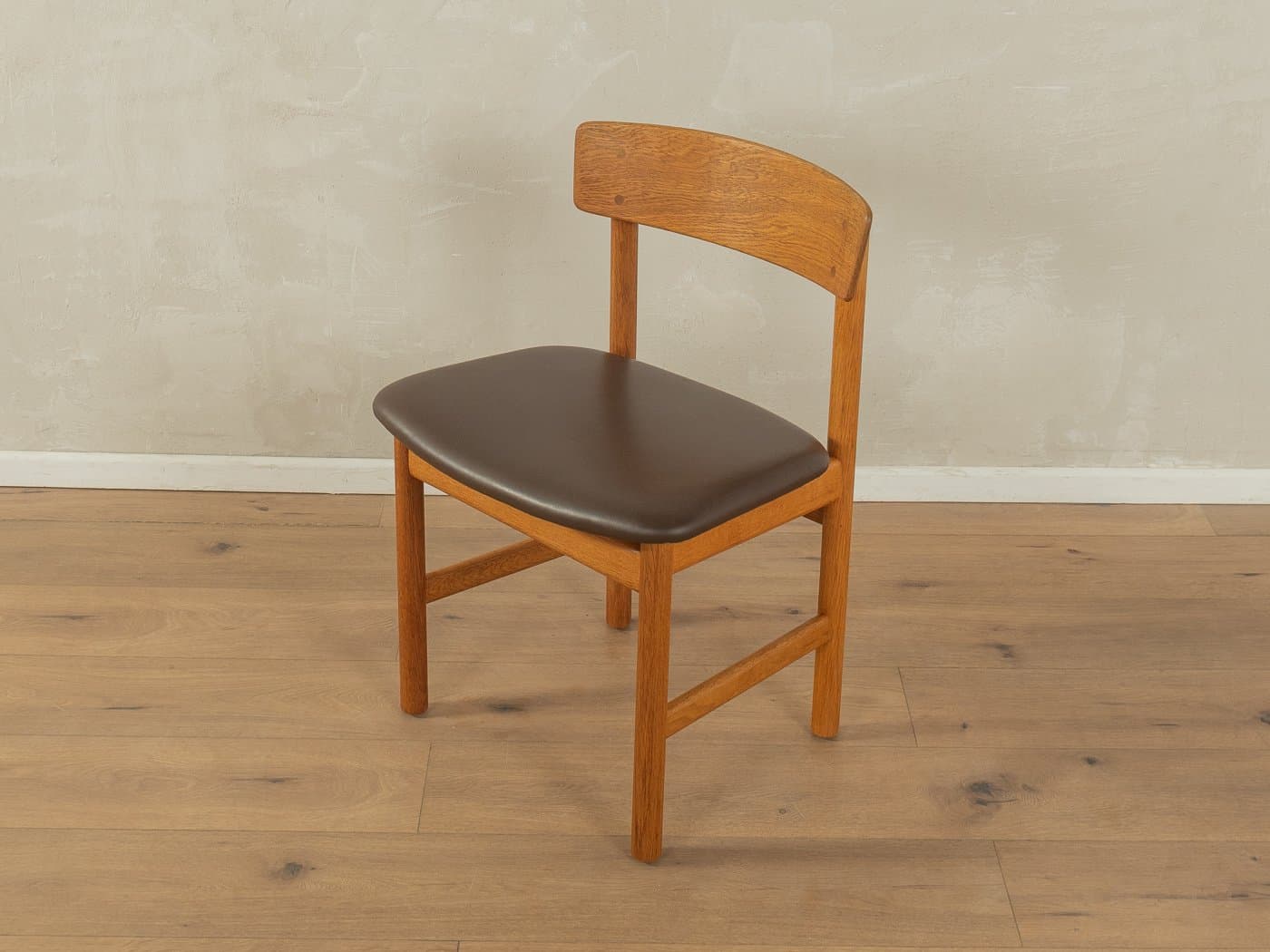 Zestaw pięciu krzeseł 3236, skóra ciemnobrązowa, dąb, proj. B. Mogensen, Fredericia, Dania, lata 50. - 279002