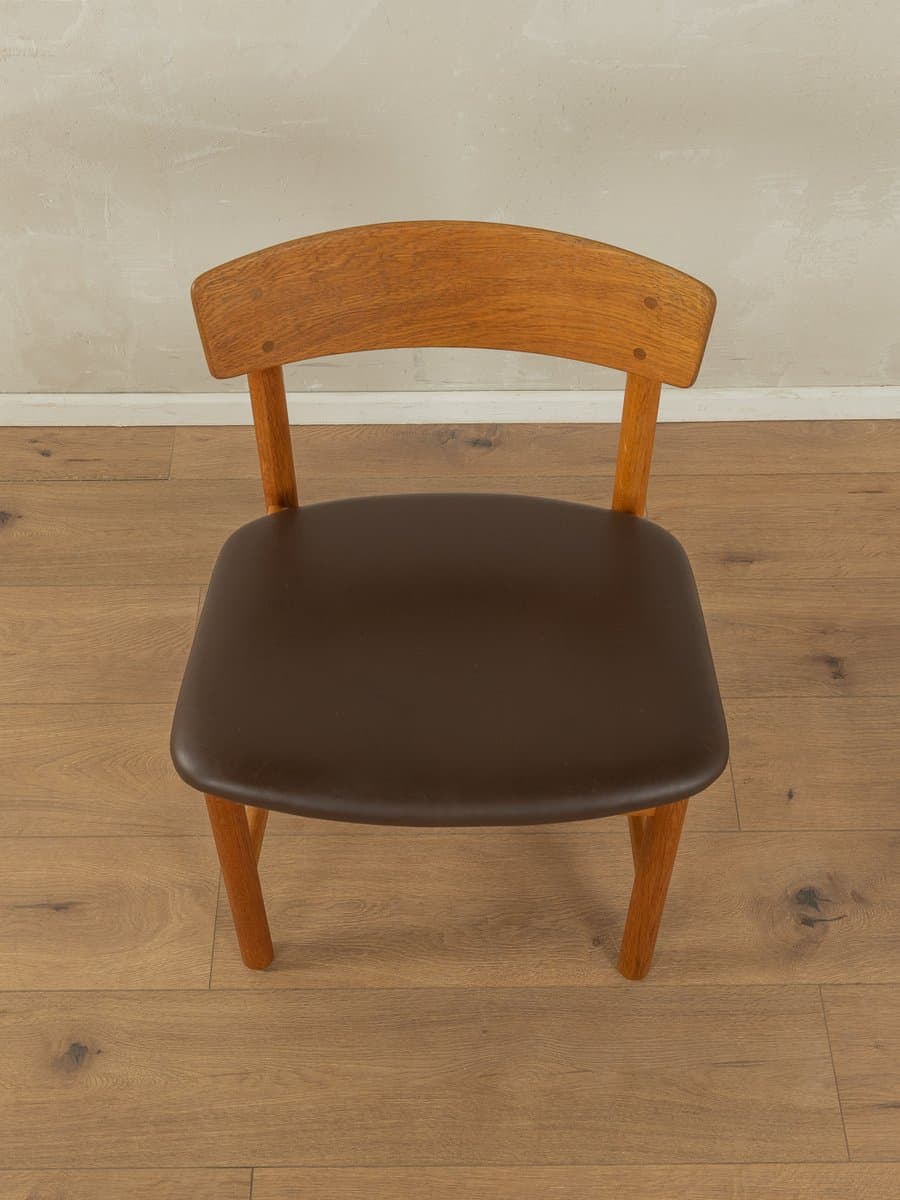 Zestaw pięciu krzeseł 3236, skóra ciemnobrązowa, dąb, proj. B. Mogensen, Fredericia, Dania, lata 50. - 279006