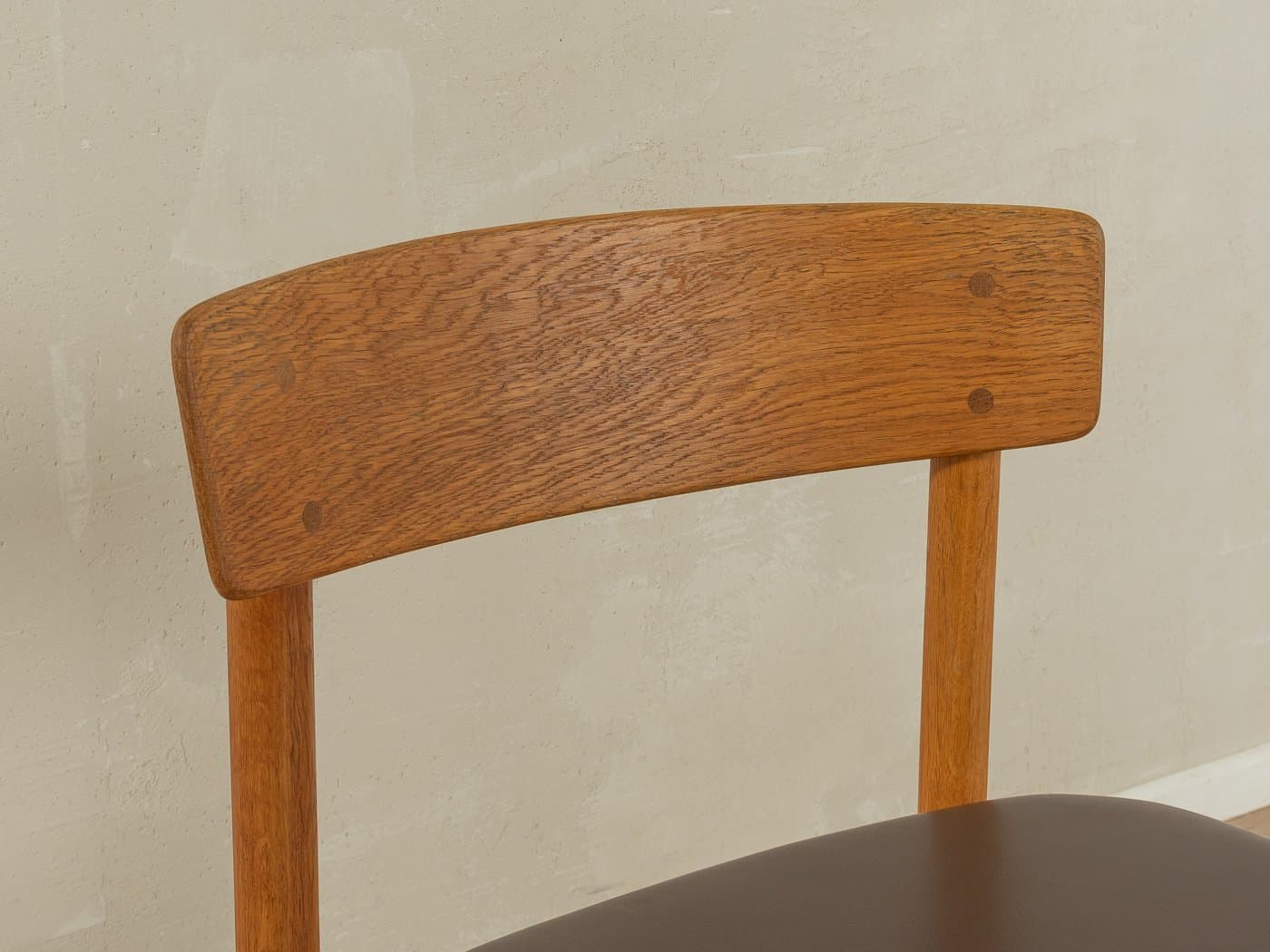 Zestaw pięciu krzeseł 3236, skóra ciemnobrązowa, dąb, proj. B. Mogensen, Fredericia, Dania, lata 50. - 279007