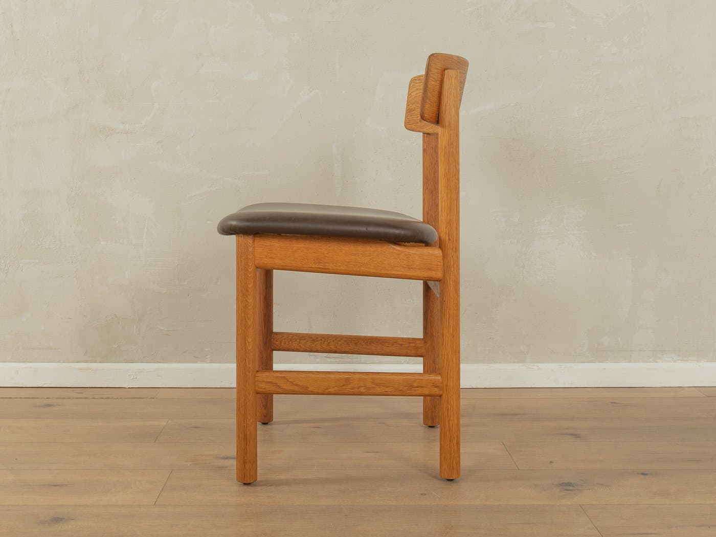 Zestaw pięciu krzeseł 3236, skóra ciemnobrązowa, dąb, proj. B. Mogensen, Fredericia, Dania, lata 50. - 279003