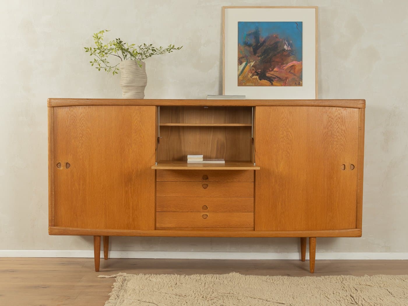 Highboard, brown oak, by H.W. Klein, Bramin, Denmark, 1960s. - 278982