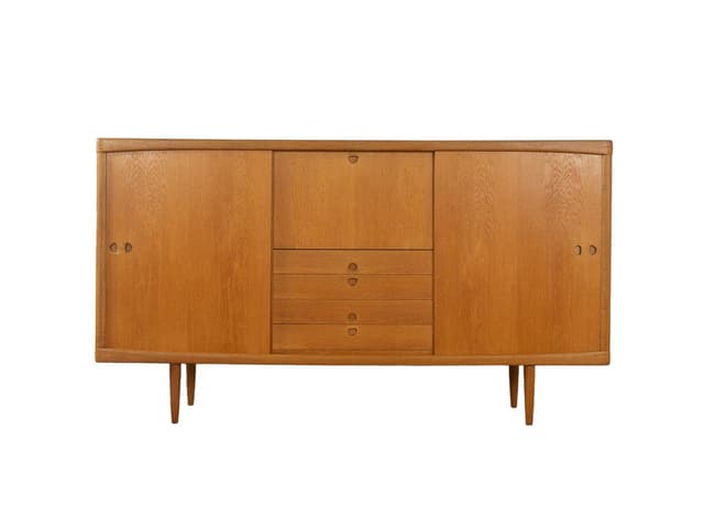 Highboard, brown oak, by H.W. Klein, Bramin, Denmark, 1960s. - DIMENSION